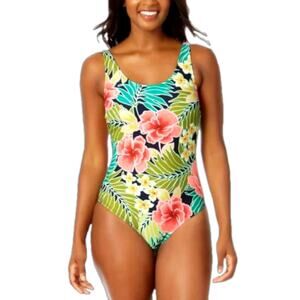 Hurley Ladies Swimsuit Poppy Tropical 1 Piece Bathing Suit Size Medium NEW